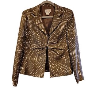 Adrianna‎ Papell 100% Silk Polka Dot Jacket Size 8 Quiet Luxury Lightweight